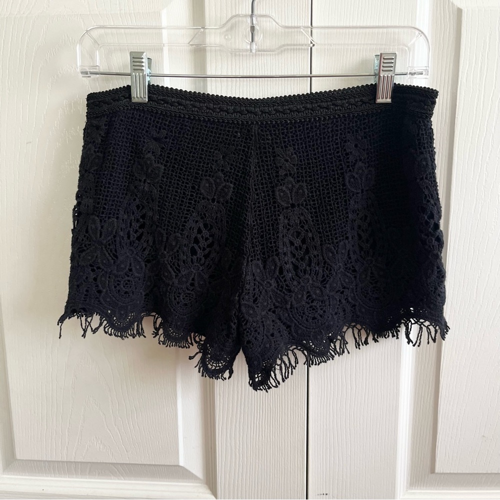 Mossimo Supply Co. Black Crochet Lace Fringe Shorts